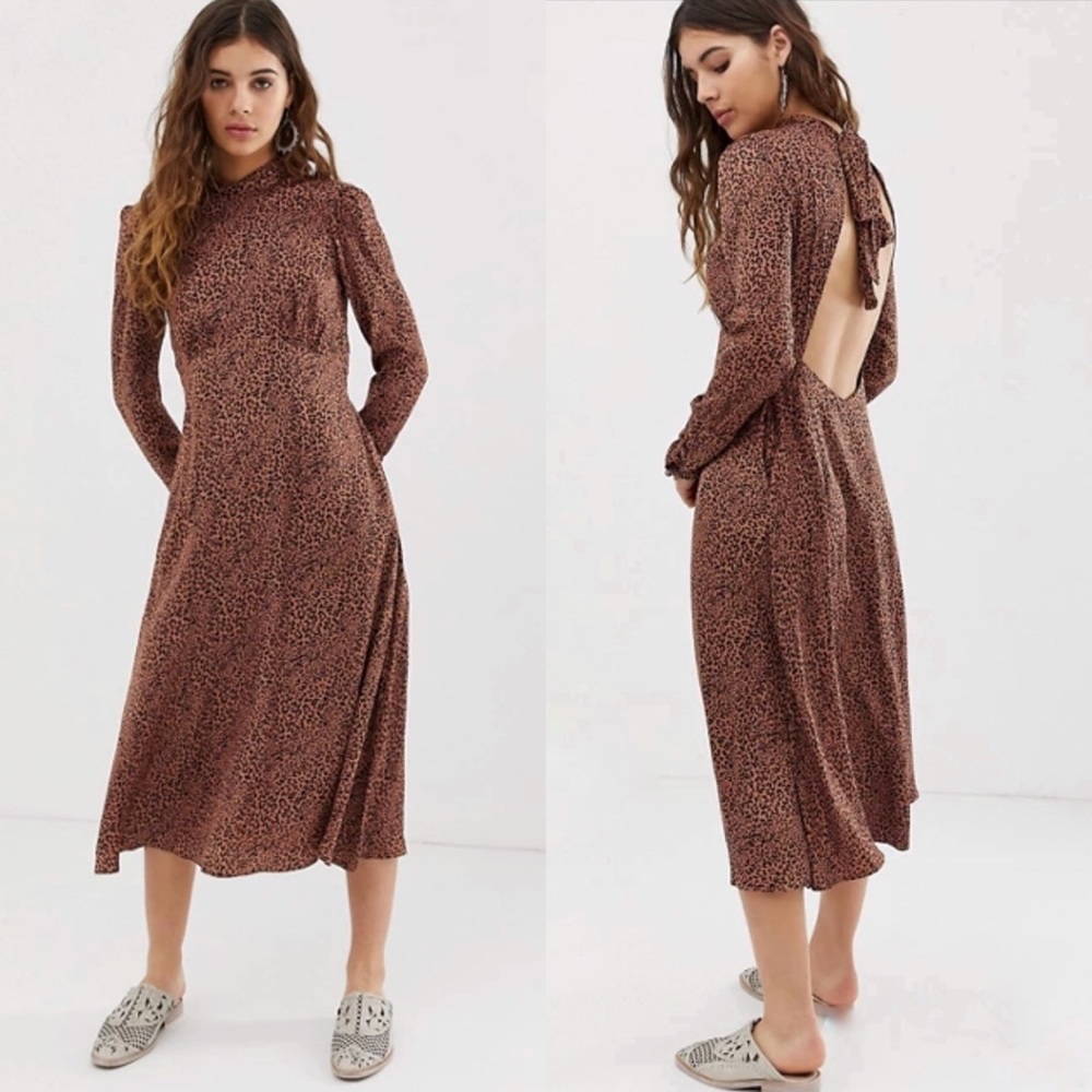 Free People New leopard print Loveless midi dress